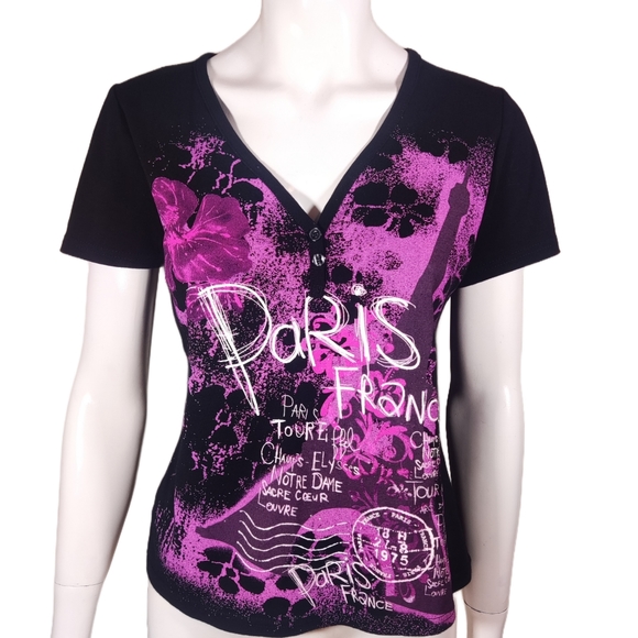 Paris Yan Master Tops - Paris France y2k styled v-neck shirt